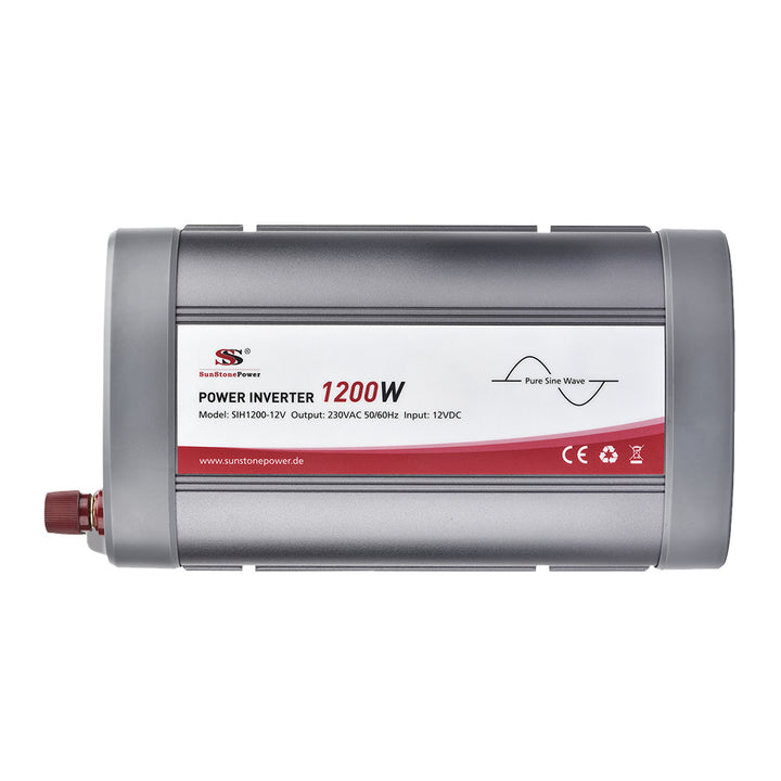 12V auf 230V 1200W Reiner Sinus Wechselrichter (2400W Surge) mit Steckdosen LCD-Display | Sunstone Power