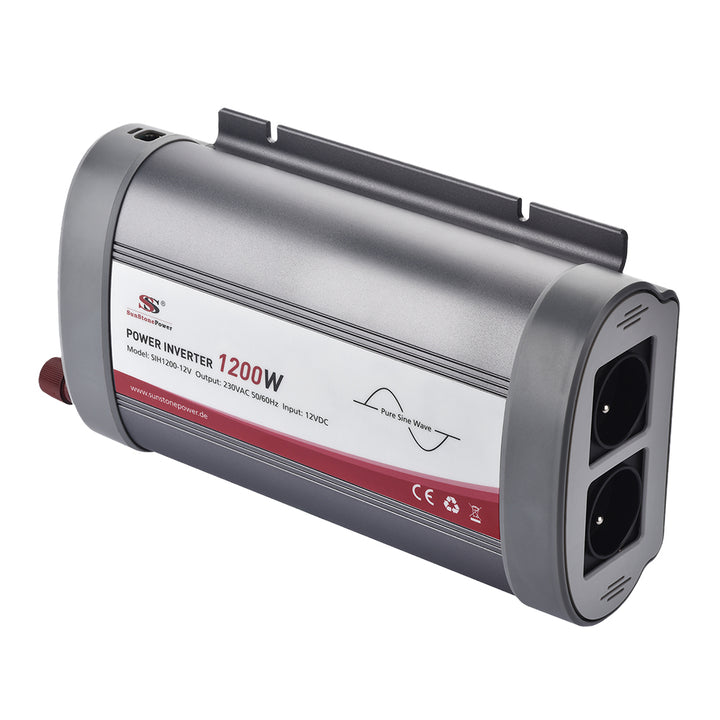 12V auf 230V 1200W Spannungswandler Wechselrichter mit Typ-C & USB Anschluss für Auto, Wohnwagen, Camping, Laden von Handys, Laptops | Sunstone Power