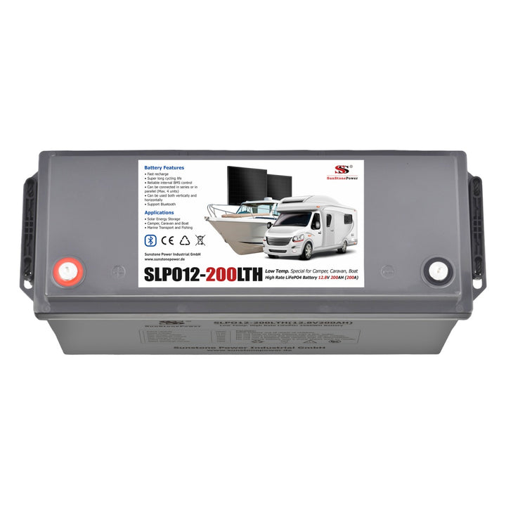 12V 200Ah LiFePO4 Batteriespeicher mit 200A Entladungsstrom und Kälteschutz für Wohnmobile im Winter | Sunstone Power