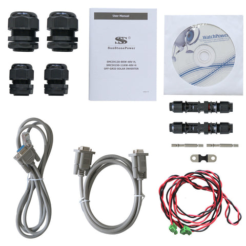 Wechselrichter SMCIH120-8KW-48V-H Zubehör, einschließlich RS232-RJ45-Kabel, Handbuch usw. | Sunstone Power