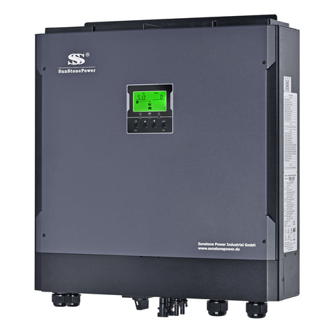 48V auf 230V 5,5KW Hybrid Wechselrichter für PV Anlage Reine Sinuswelle mit 2 MPPT-Trackern 0% MwSt | Sunstone Power