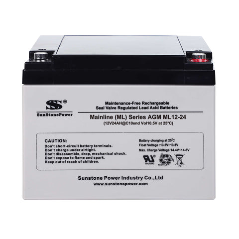 12V 24Ah wartungsfreie Blei AGM Hochstrom Batterien | Sunstone Power