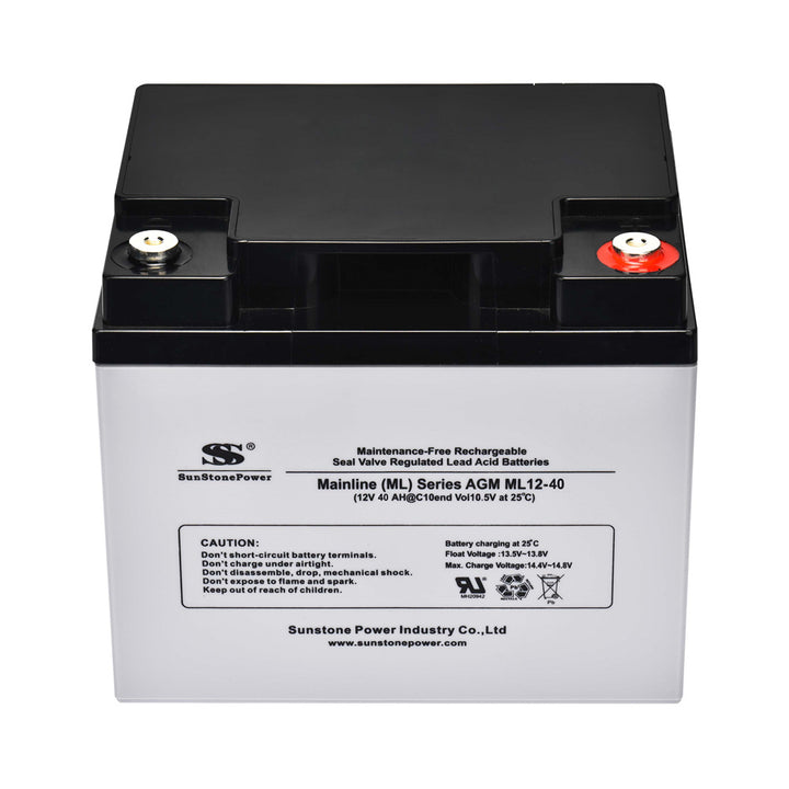 12V 40Ah AGM Batterie Wiederaufladbarer USV Ersatzakku für Solarenergiespeicher | Sunstone Power ML-Serie