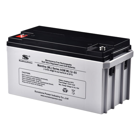 12V 65Ah AGM Akku Bleibatterien für Notbeleuchtung der USV Solaranlage | Sunstone Power