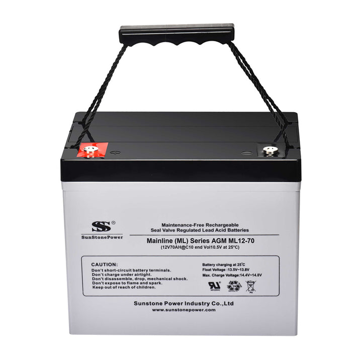 12V 70AH AGM Bleibatterien zyklenfest UPS Batterien PV Energiespeicher | Sunstone Power ML-Serie