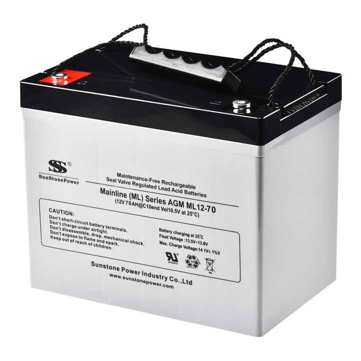 12V 70AH AGM Batterie zyklenfest USV Batterien Photovoltaik Energie Speichern | Sunstone Power ML-Serie