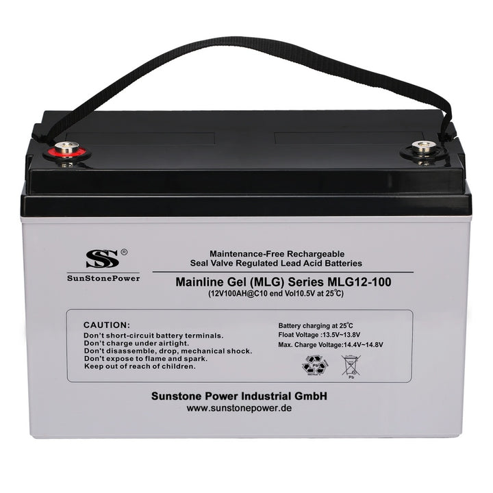 12 Volt 100AH C10 zyklenfest Blei-gel Akkus Solarbatterien Speicher für USV EPS Notbeleuchtung PV Anlagen | Sunstone Power 