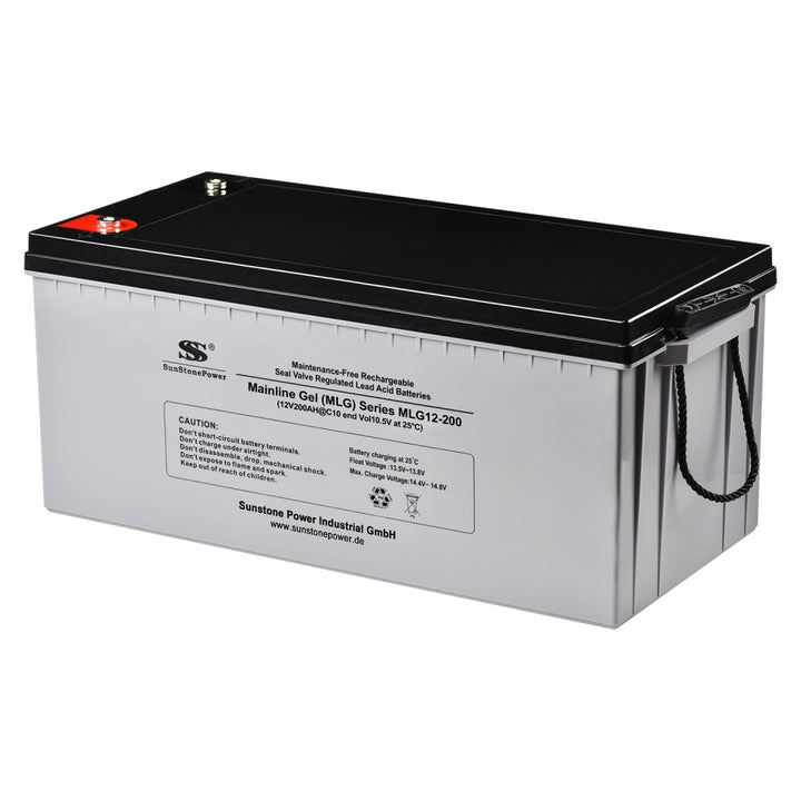 12 Volt Gel Akku Solar Notstrombatterie 200 AH C10 Wohnmobile Solaranlagen | Sunstone Power Industrial GmbH | PV-Anlagen Produkte kaufen 0% MWST.