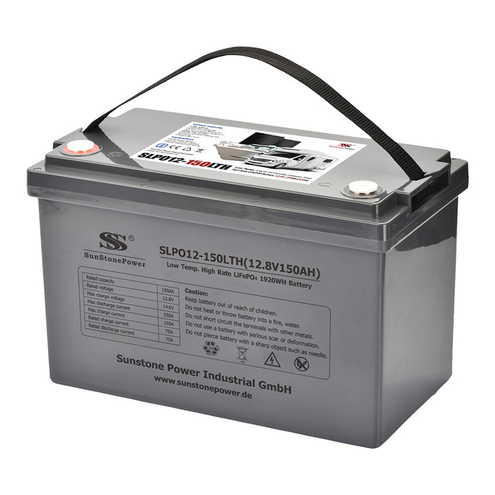 12V 150Ah Lithiumbatterie mit Heizfunktion 150A Entladung PV Anlage LiFePO4 Tieftemperaturschutz Bootsbatterie | Sunstone Power