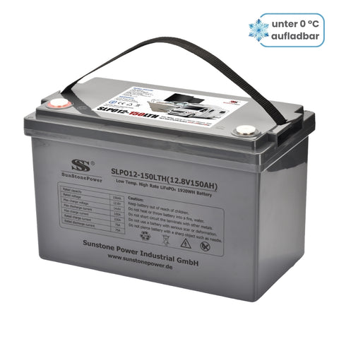 12V 150Ah Lithiumbatterie mit Heizfunktion 150A Entladung PV Anlage LiFePO4 Tieftemperaturschutz Bootsbatterie | Sunstone Power