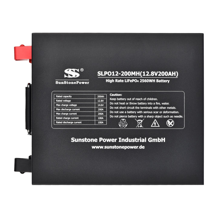 LiFePO4 Batterie Untersitz Metallschale  12V 200Ah 1C Entladung für Solar Wohnmobile Boote Caravan | Sunstone Power Solarakku Kaufen