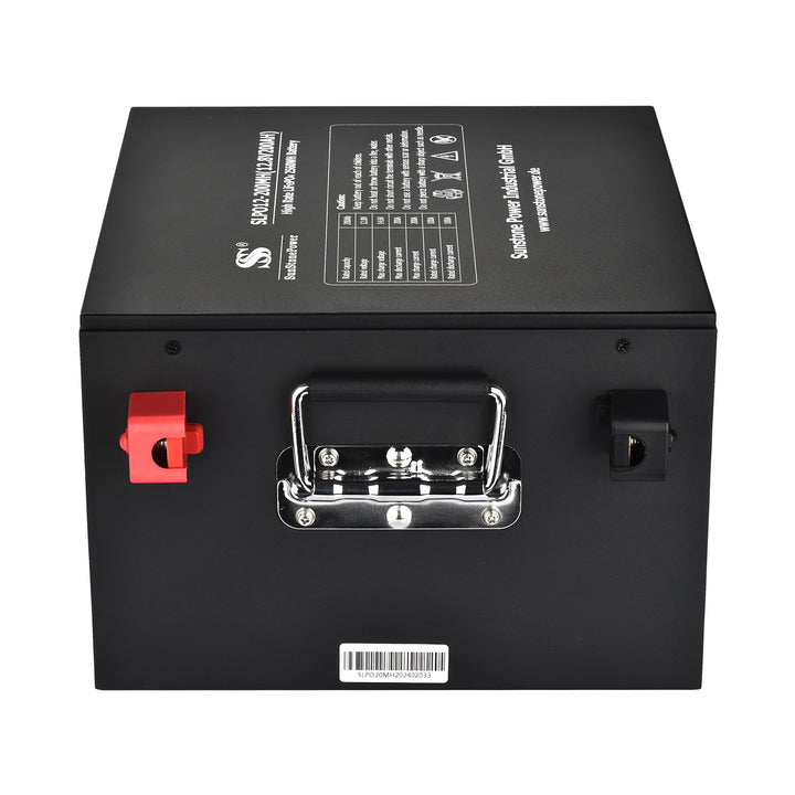 12V 200Ah LiFePO4 Batterie Untersitz Metallschale 1C Entladung für Solar Wohnmobile Boote Caravan | Sunstone Power SLPO12-200MH